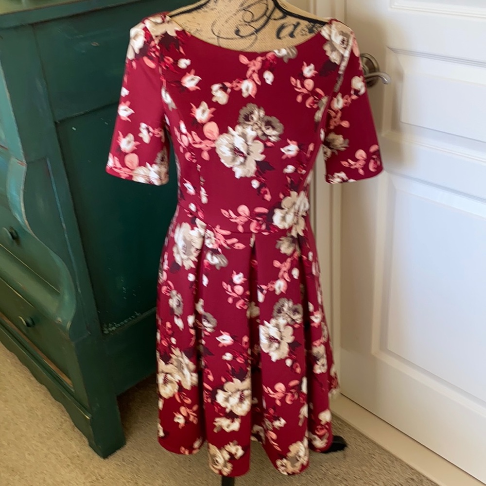 White House Black Market Red Floral Dress
